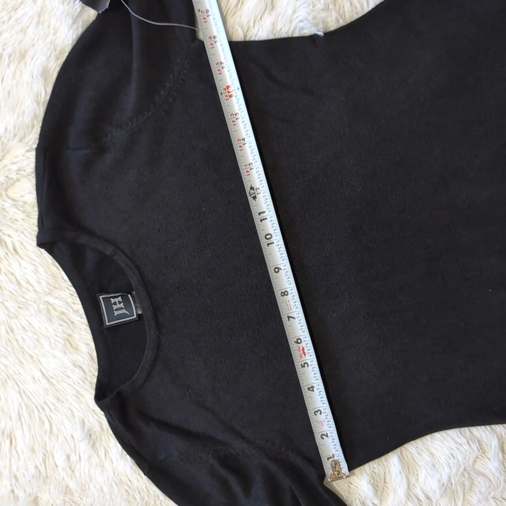 NWT JH Black Knit A Line Sweater Dress With Contrast Striped Hems Size Medium - Picture 10 of 12